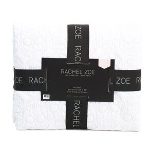RACHEL ZOE Bright White Tufted Skulls Quilt Set